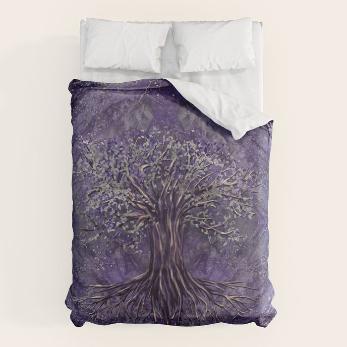 Tree of life -Yggdrasil Amethyst and silver Duvet Cover Gallery Image 6