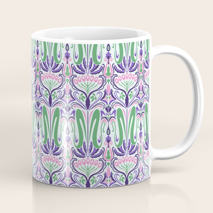 Art Nouveau Pattern 1 - Purple, Pink, Green Coffee Mug Gallery Image 1