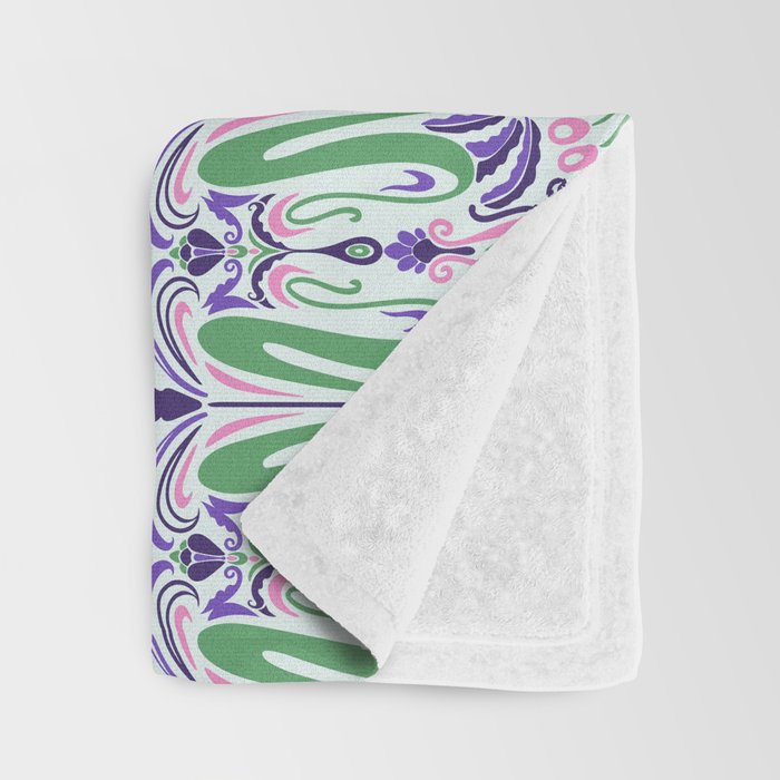 Art Nouveau Pattern 1 - Purple, Pink, Green Throw Blanket Gallery Image 3