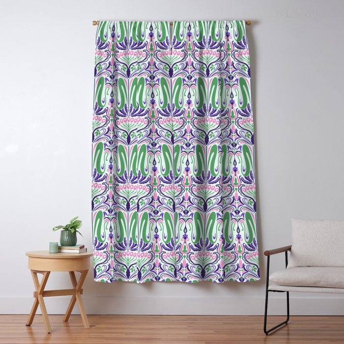 Art Nouveau Pattern 1 - Purple, Pink, Green Window Curtain Gallery Image 5
