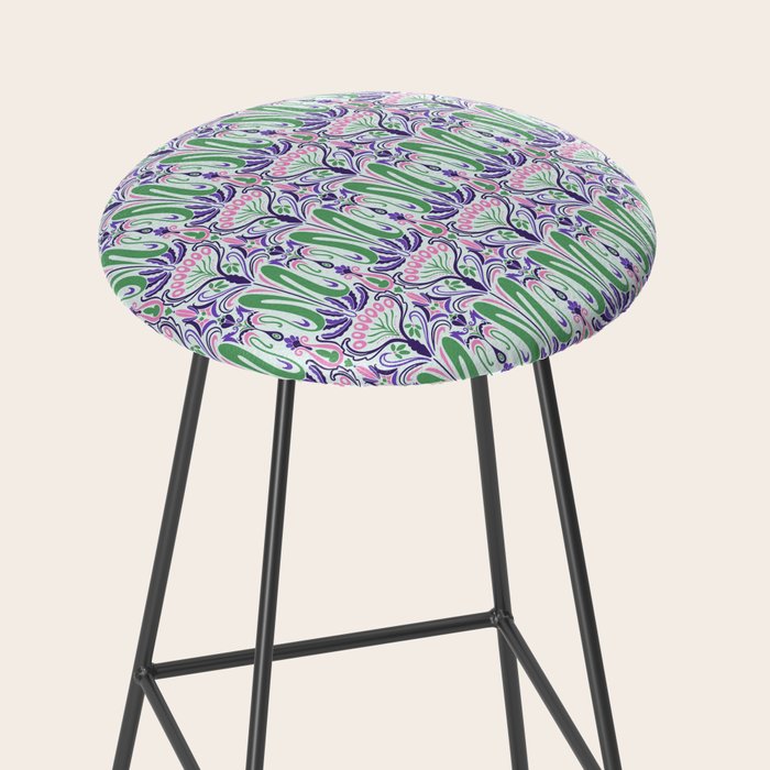 Art Nouveau Pattern 1 - Purple, Pink, Green Stool Gallery Image 2
