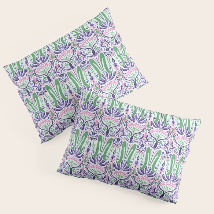 Art Nouveau Pattern 1 - Purple, Pink, Green Pillow Sham Gallery Image 3