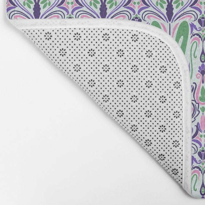 Art Nouveau Pattern 1 - Purple, Pink, Green Bath Mat Gallery Image 2