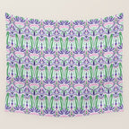 Art Nouveau Pattern 1 - Purple, Pink, Green Wall Tapestry Gallery Image 4