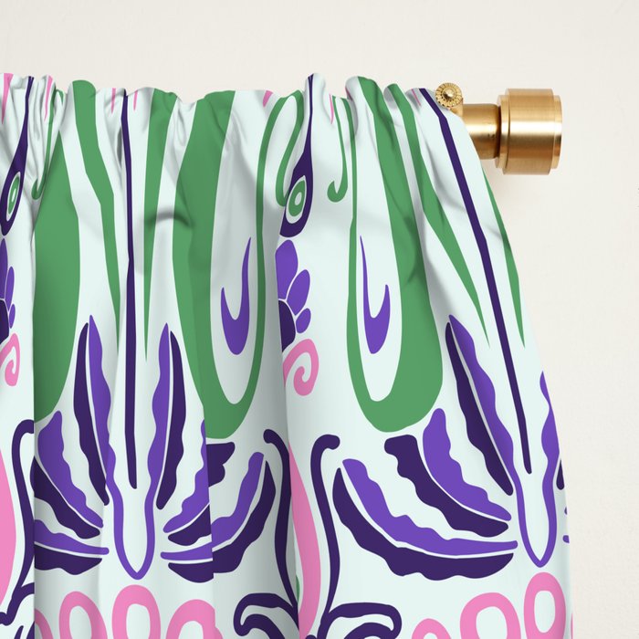 Art Nouveau Pattern 1 - Purple, Pink, Green Window Curtain Gallery Image 2