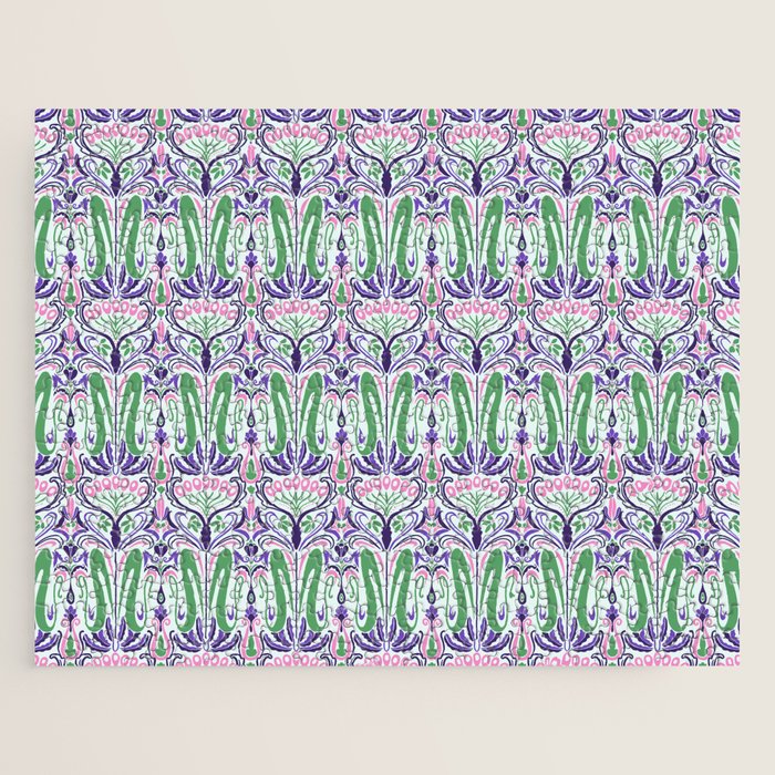Art Nouveau Pattern 1 - Purple, Pink, Green Jigsaw Puzzle Gallery Image 1
