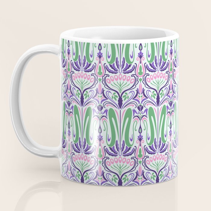 Art Nouveau Pattern 1 - Purple, Pink, Green Coffee Mug Gallery Image 3