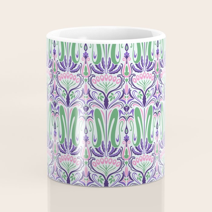 Art Nouveau Pattern 1 - Purple, Pink, Green Coffee Mug Gallery Image 4