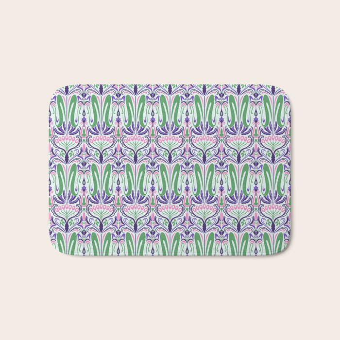 Art Nouveau Pattern 1 - Purple, Pink, Green Bath Mat Gallery Image 1