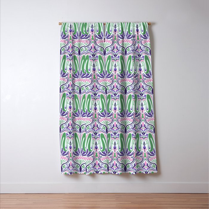 Art Nouveau Pattern 1 - Purple, Pink, Green Window Curtain Gallery Image 3
