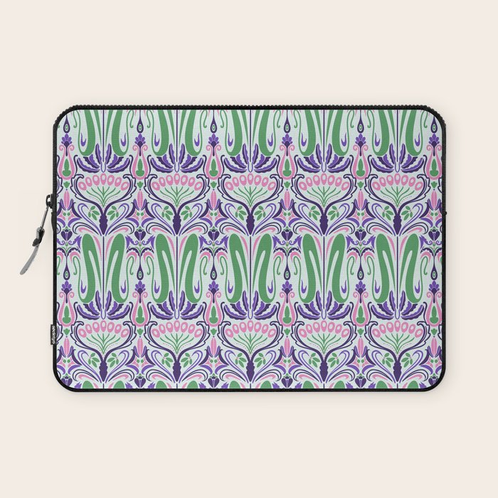 Art Nouveau Pattern 1 - Purple, Pink, Green Laptop Sleeve Gallery Image 1