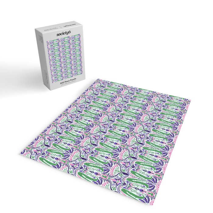 Art Nouveau Pattern 1 - Purple, Pink, Green Jigsaw Puzzle Gallery Image 2