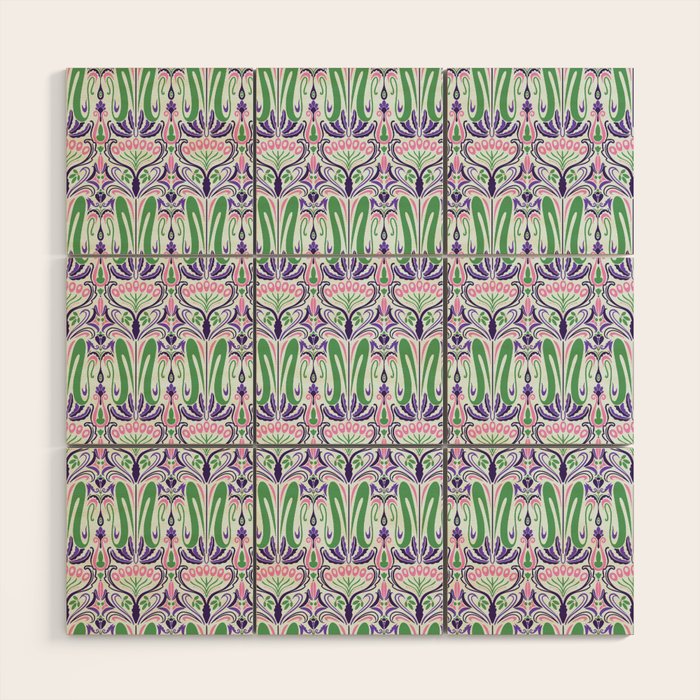 Art Nouveau Pattern 1 - Purple, Pink, Green Wood Wall Art Gallery Image 1