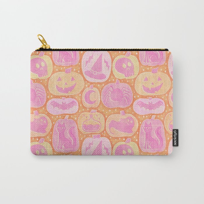 Halloween Pumpkins - pink and orange Carry All Pouch Gallery Image 1