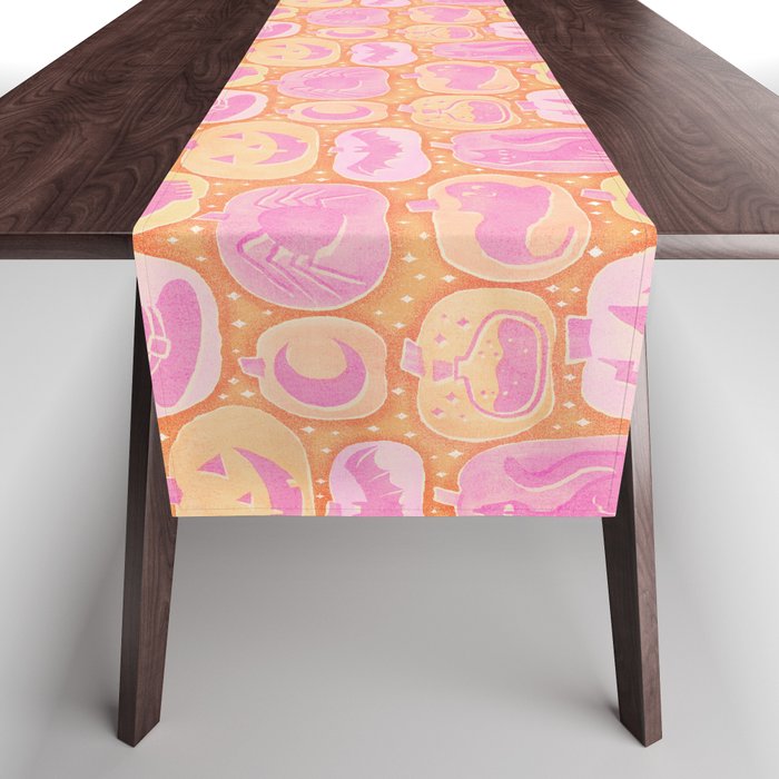 Halloween Pumpkins - pink and orange Table Runner Gallery Image 1