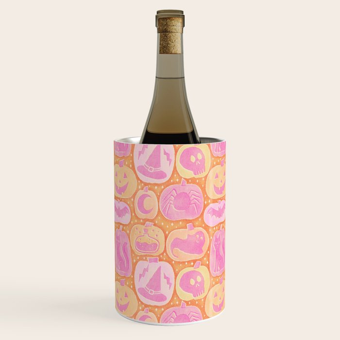 Halloween Pumpkins - pink and orange Wine Chiller Gallery Image 1