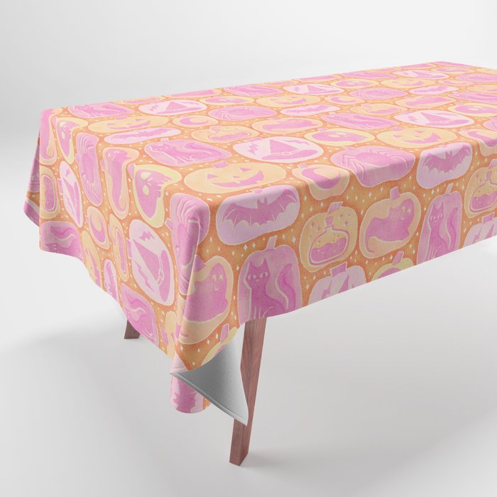 Halloween Pumpkins - pink and orange Tablecloth