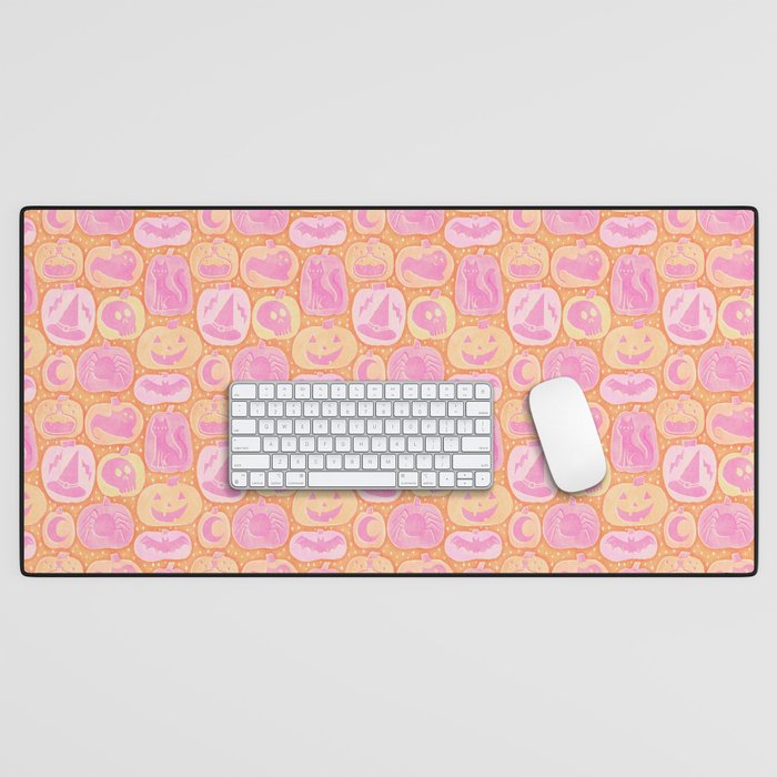 Halloween Pumpkins - pink and orange Desk Mat Gallery Image 1
