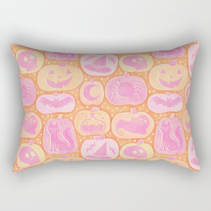 Halloween Pumpkins - pink and orange Rectangular Pillow Gallery Image 2
