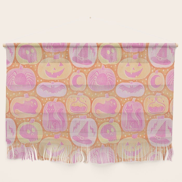 Halloween Pumpkins - pink and orange Wall Hanging Gallery Image 1