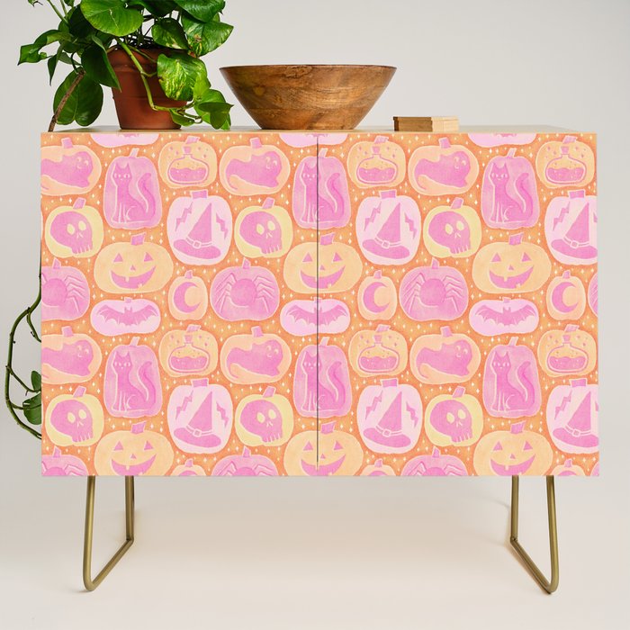 Halloween Pumpkins - pink and orange Credenza Gallery Image 1