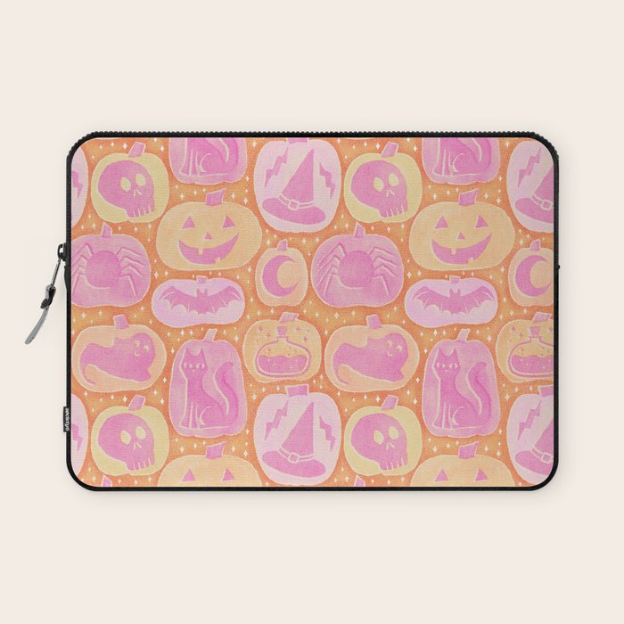 Halloween Pumpkins - pink and orange Laptop Sleeve Gallery Image 1