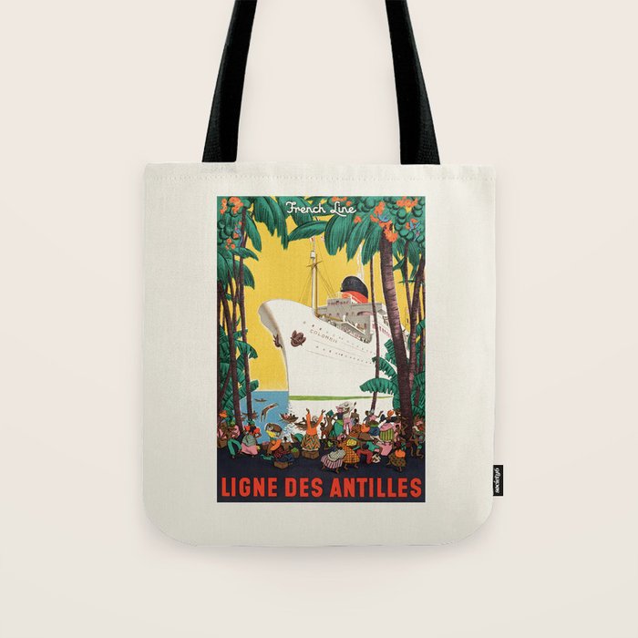 Antilles Vintage French Travel Poster, 1950 Tote Bag Gallery Image 1