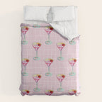 Pink Aesthetic Martini Glass with Cherry Duvet Cover Gallery Image 6