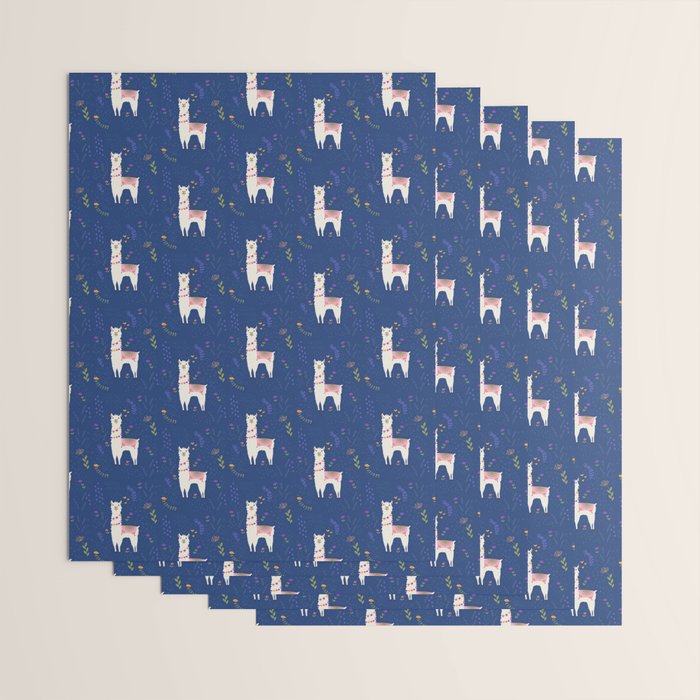 Llama on Blue Wrapping Paper Gallery Image 3