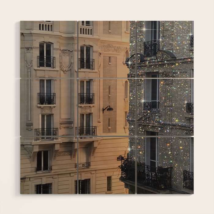 PARIS vol.2 | Parisian | glitter | sparkle | shiny | France | collage | city | diamonds | building  Wood Wall Art Gallery Image 1