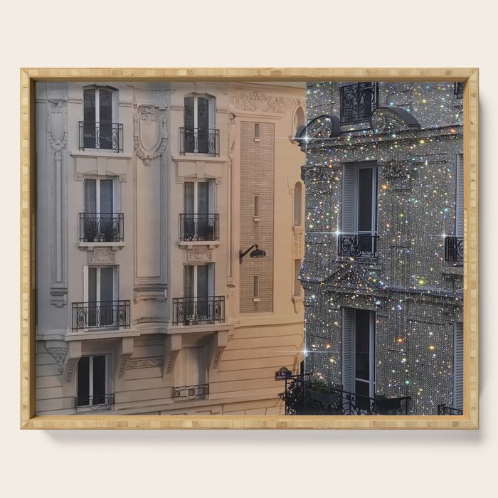 PARIS vol.2 | Parisian | glitter | sparkle | shiny | France | collage | city | diamonds | building  Serving Tray Gallery Image 1