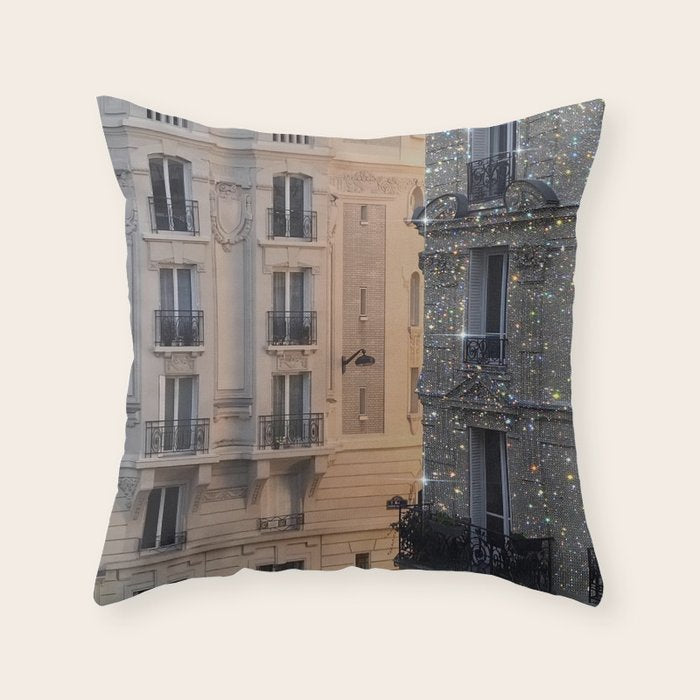 PARIS vol.2 | Parisian | glitter | sparkle | shiny | France | collage | city | diamonds | building  Throw Pillow Gallery Image 6