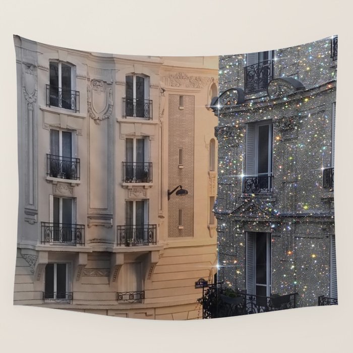 PARIS vol.2 | Parisian | glitter | sparkle | shiny | France | collage | city | diamonds | building  Wall Tapestry Gallery Image 4