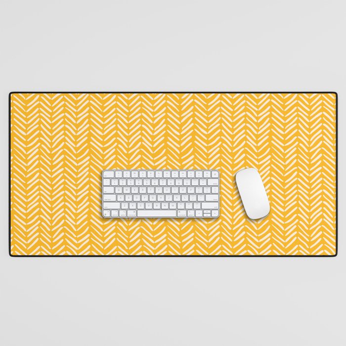 Arrow Lines Pattern in Mustard Yellow shades 1 Desk Mat Gallery Image 1