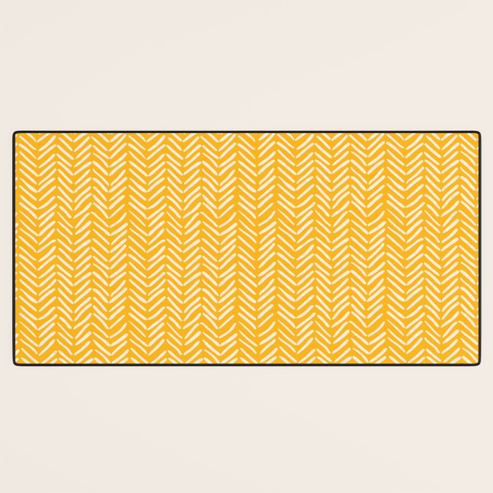 Arrow Lines Pattern in Mustard Yellow shades 1 Desk Mat Gallery Image 3