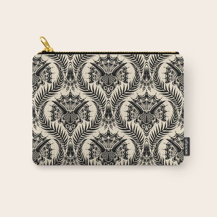 Triceratops Damask - black and cream Carry All Pouch Gallery Image 1