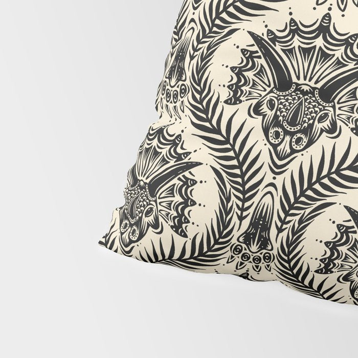 Triceratops Damask - black and cream Pillow Sham Gallery Image 4