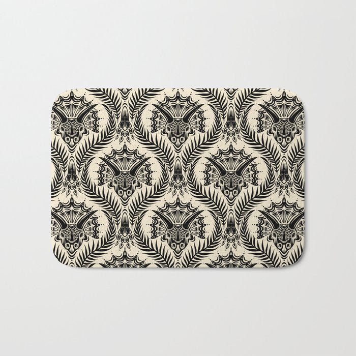 Triceratops Damask - black and cream Bath Mat Gallery Image 1