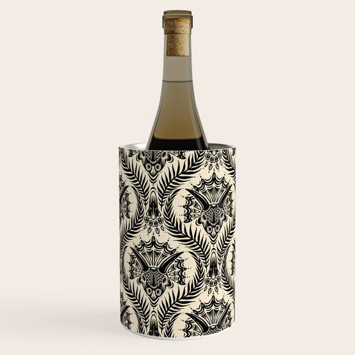 Triceratops Damask - black and cream Wine Chiller Gallery Image 2