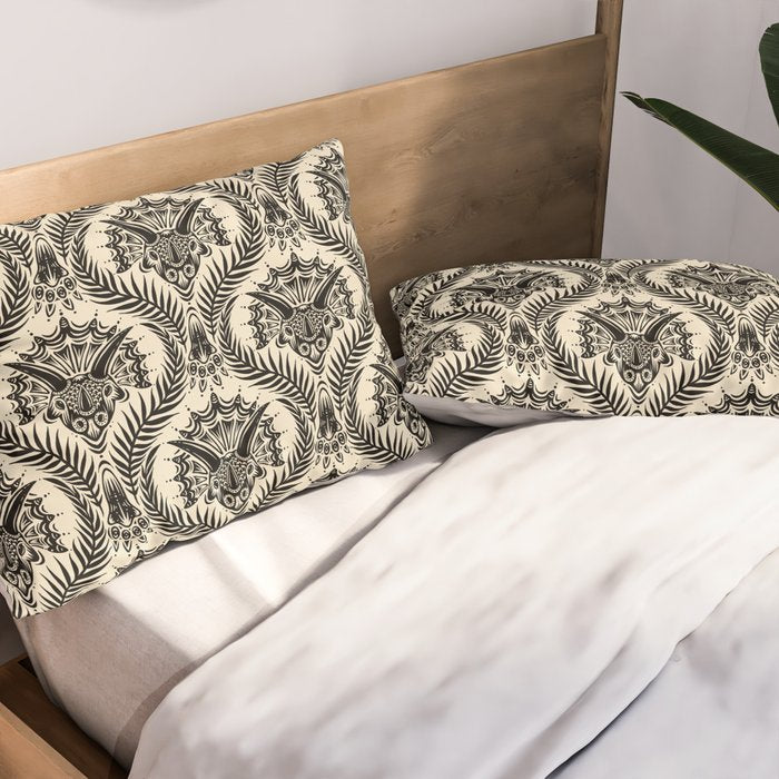 Triceratops Damask - black and cream Pillow Sham Gallery Image 2