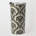 Triceratops Damask - black and cream Travel Mug Gallery Image 3