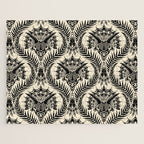 Triceratops Damask - black and cream Jigsaw Puzzle Gallery Image 1