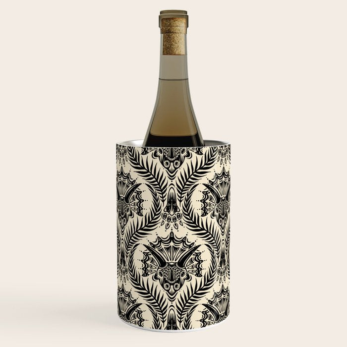 Triceratops Damask - black and cream Wine Chiller Gallery Image 1