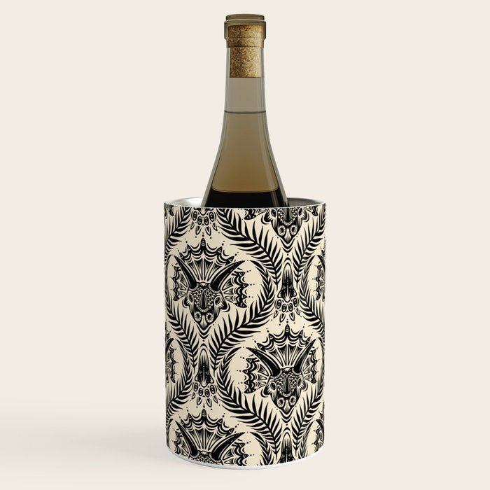 Triceratops Damask - black and cream Wine Chiller Gallery Image 3