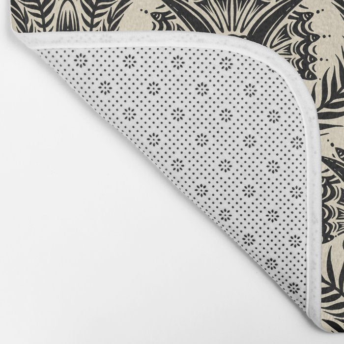 Triceratops Damask - black and cream Bath Mat Gallery Image 2
