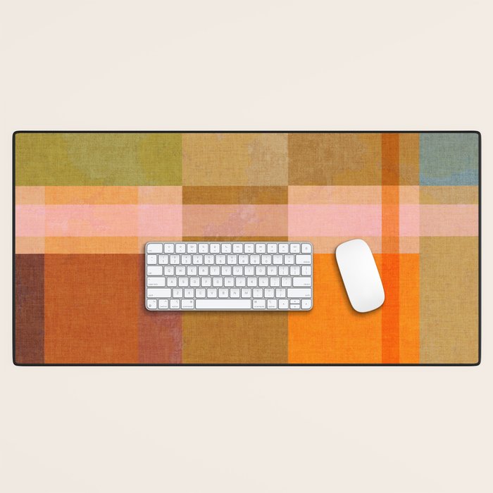 Cosy Heritage Woven Plaid 2 earthy orange blue green Desk Mat Gallery Image 1