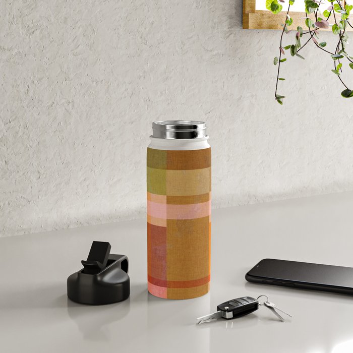 Cosy Heritage Woven Plaid 2 earthy orange blue green Water Bottle Gallery Image 4