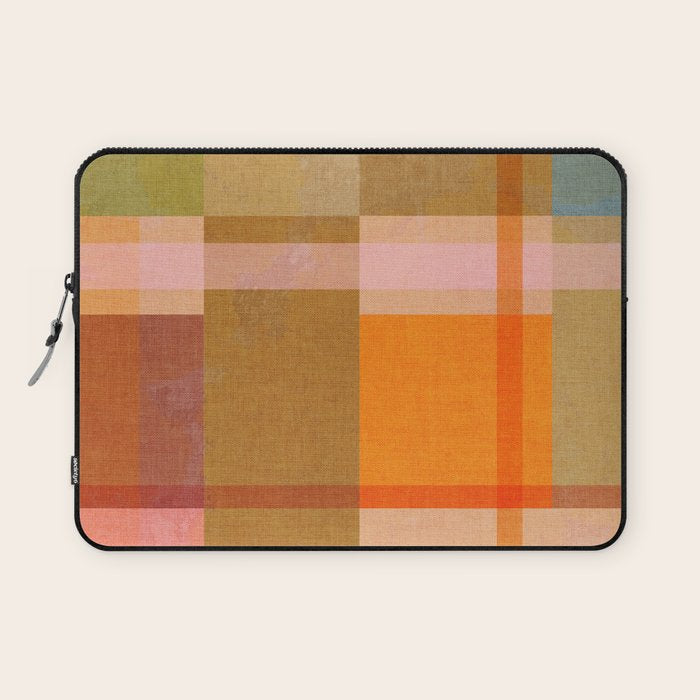 Cosy Heritage Woven Plaid 2 earthy orange blue green Laptop Sleeve Gallery Image 1