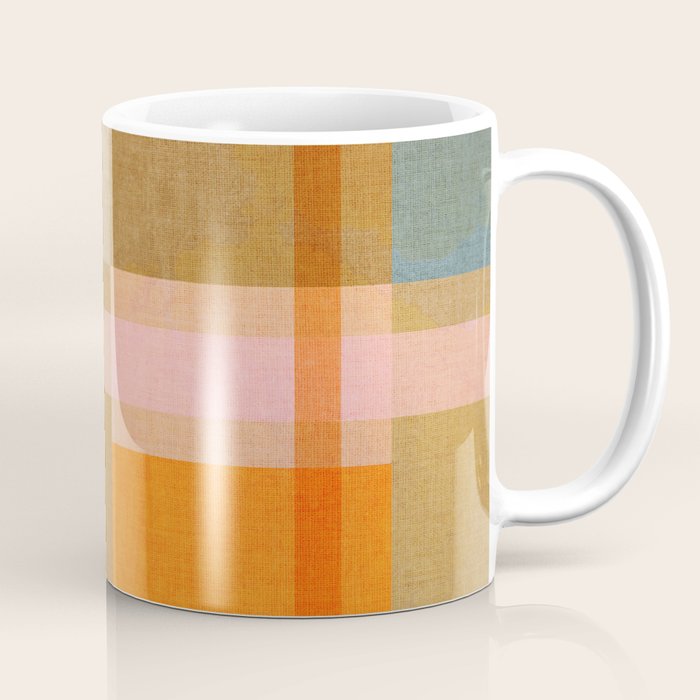 Cosy Heritage Woven Plaid 2 earthy orange blue green Coffee Mug Gallery Image 1