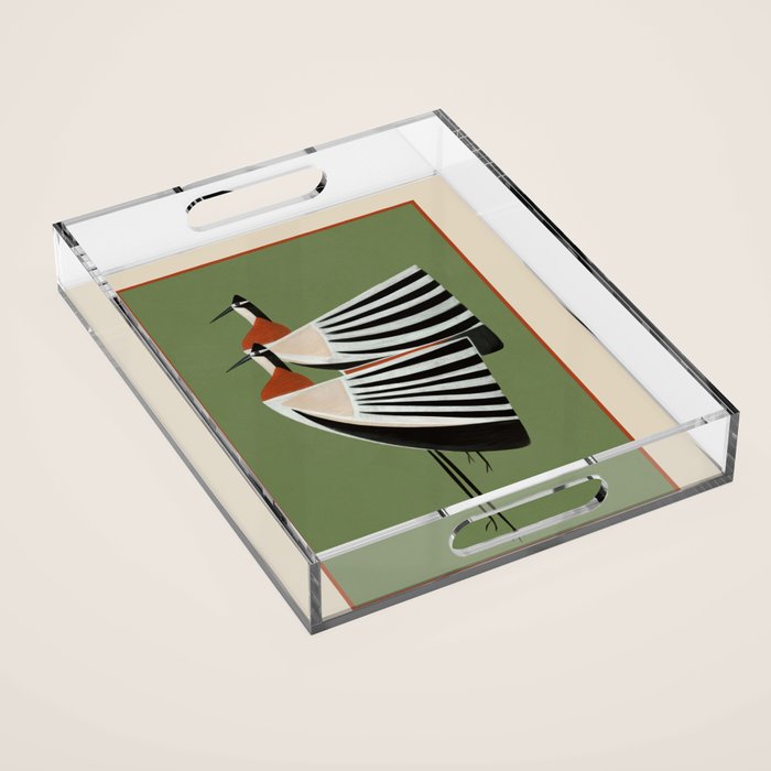 Striped Bird Pair Acrylic Tray Gallery Image 1